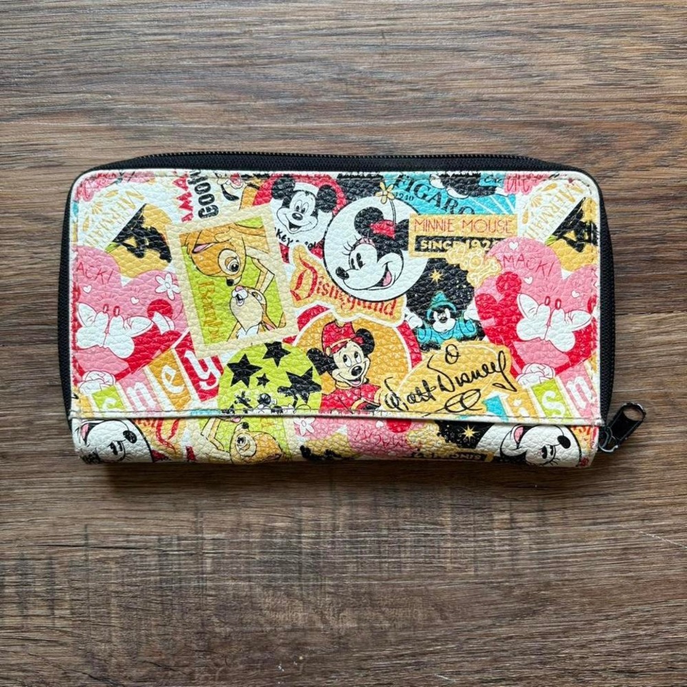 Vintage inspired Disney Parks Mickey and Friends Zip-Around Wallet